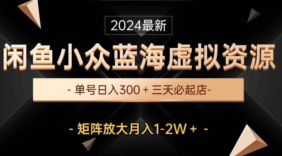 （10336期）最新闲鱼小众蓝海虚拟资源，单号日入300＋，三天必起店，矩阵放大月入1-2W-轻创网