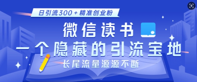 微信读书，一个隐藏的引流宝地，不为人知的小众打法，日引流300+精准创业粉，长尾流量源源不断-轻创网