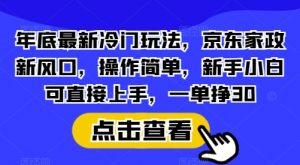 年底最新冷门玩法，京东家政新风口，操作简单，新手小白可直接上手，一单挣30【揭秘】-轻创网