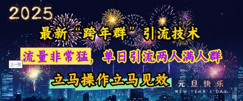 最新“跨年群”引流，流量非常猛，单日引流两人满人群，立马操作立马见效【揭秘】-轻创网