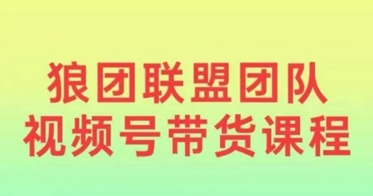 狼团联盟2024视频号带货，0基础小白快速入局视频号-轻创网