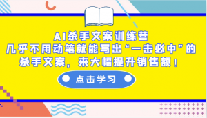 AI杀手文案训练营：几乎不用动笔就能写出“一击必中”的杀手文案，来大幅提升销售额！-轻创网