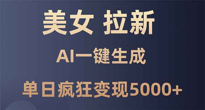 美女暴力拉新，通过AI一键生成，单日疯狂变现5000+，纯小白一学就会！-轻创网