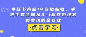 小红书商业IP变现私教，手把手教会你从0-1制作短视频到变现的全过程-轻创网