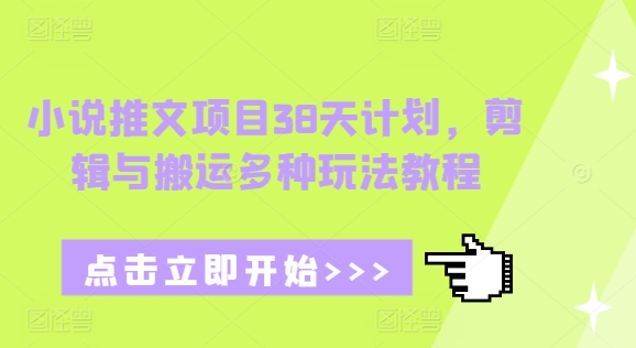小说推文项目38天计划，剪辑与搬运多种玩法教程-轻创网