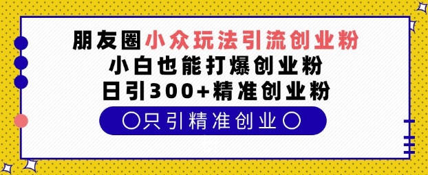朋友圈小众玩法引流创业粉，小白也能打爆创业粉，日引300+精准创业粉【揭秘】-轻创网