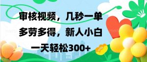 审核视频，几秒一单，多劳多得，新人小白一天轻松300+-轻创网