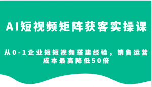 AI短视频矩阵获客实操课，从0-1企业短短视频搭建经验，销售运营成本最高降低50倍-轻创网