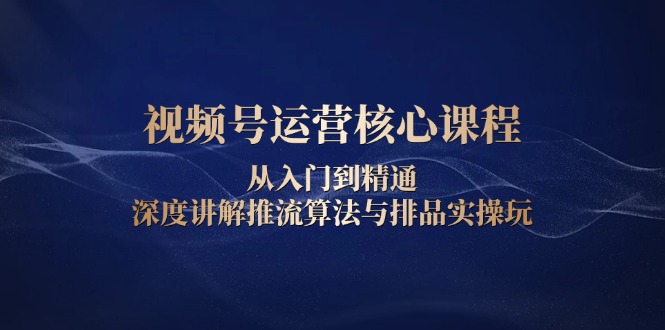 视频号运营核心课程，从入门到精通，深度讲解推流算法与排品实操玩-轻创网