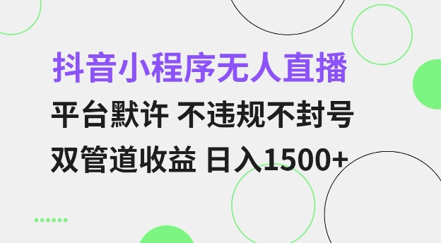 抖音小程序无人直播 平台默许 不违规不封号 双管道收益 日入多张 小白也能轻松操作【仅揭秘】-轻创网