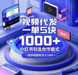 视频代发，一单5块，小红书引流合作模式，一部手机轻松日入多张【揭秘】-轻创网