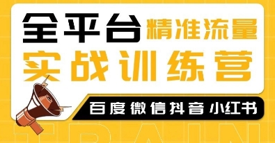 全平台精准流量实战训练营，百度微信抖音小红书SEO引流教程-轻创网