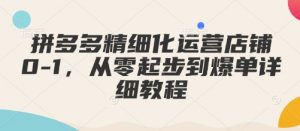 拼多多精细化运营店铺0-1，从零起步到爆单详细教程-轻创网