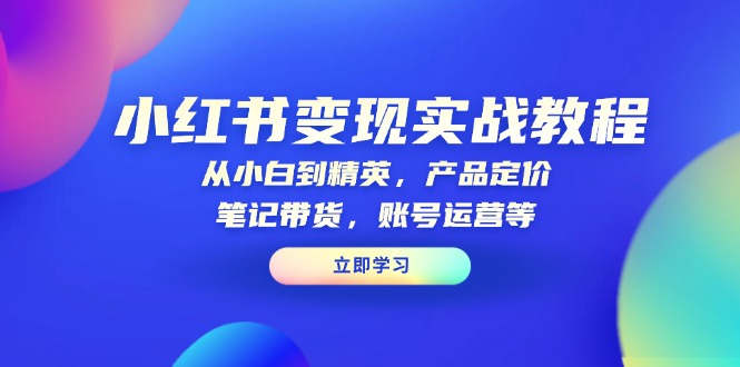 小红书变现实战教程：从小白到精英，产品定价，笔记带货，账号运营等-轻创网