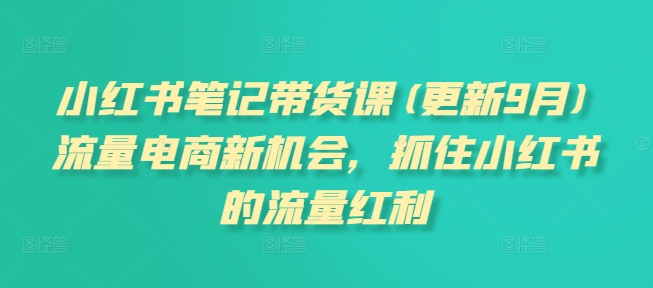 小红书笔记带货课(更新25年1月)流量电商新机会，抓住小红书的流量红利-轻创网