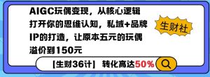 AIGC玩偶变现，从核心逻辑打开你的思维认知，私域+品牌IP的打造，让原本五元的玩偶溢价到150元-轻创网