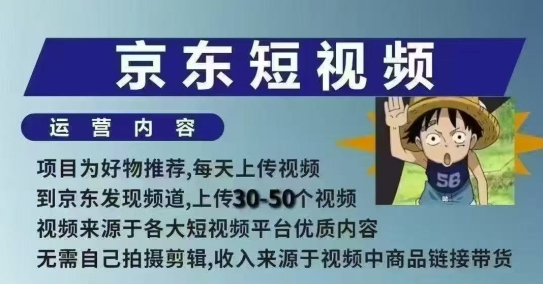 京东短视频带货课，无需自己拍摄剪辑，保姆式教学，两天快速上手-轻创网