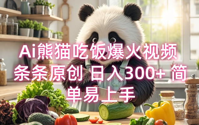 Ai熊猫吃饭爆火视频 条条原创 日入300+ 简单易上手-轻创网