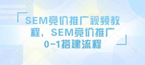 SEM竞价推广视频教程，SEM竞价推广0-1搭建流程-轻创网
