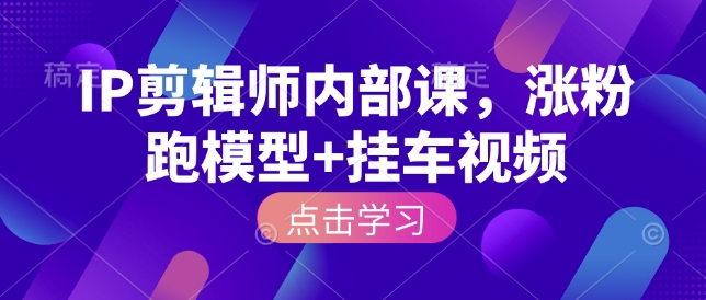 IP剪辑师内部课，涨粉跑模型+挂车视频-轻创网