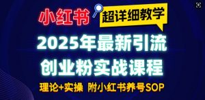 2025年最新小红书引流创业粉实战课程【超详细教学】小白轻松上手，月入1W+，附小红书养号SOP-轻创网