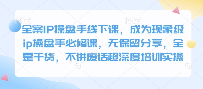 全案IP操盘手线下课，成为现象级ip操盘手必修课，无保留分享，全是干货，不讲废话超深度培训实操-轻创网