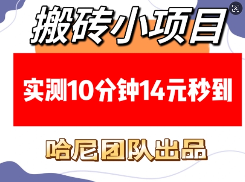 搬砖小项目，实测10分钟14元秒到，每天稳定几张(赠送必看稳定)-轻创网