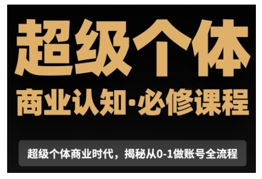 超级个体商业认知觉醒视频课，商业认知·必修课程揭秘从0-1账号全流程-轻创网