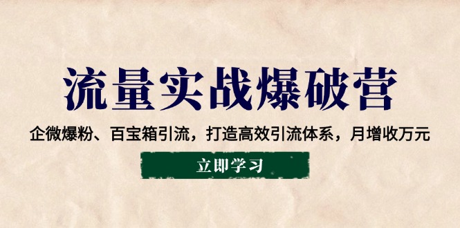 流量实战爆破营：企微爆粉、百宝箱引流，打造高效引流体系，月增收万元-轻创网
