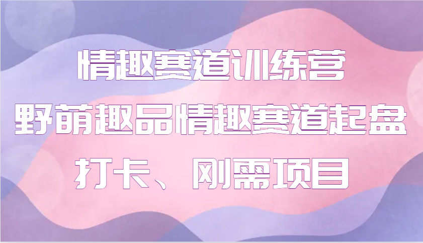 情趣赛道训练营 野萌趣品情趣赛道起盘打卡、刚需项目-轻创网