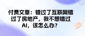 付费文章：错过了互联网错过了房地产，我不想错过AI，该怎么办？-轻创网