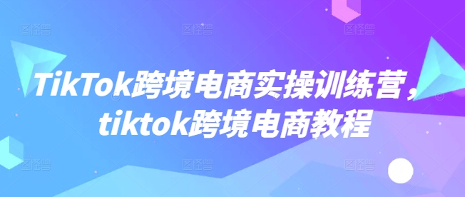 TikTok跨境电商实操训练营，tiktok跨境电商教程-轻创网