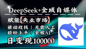 降维打击，DeepSeek+失业市场，全自动操作，结合人人刚需，单月利润轻松破100000＋-轻创网
