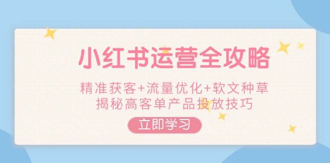 小红书运营全攻略，精准获客+流量优化+软文种草，揭秘高客单产品投放技巧-轻创网