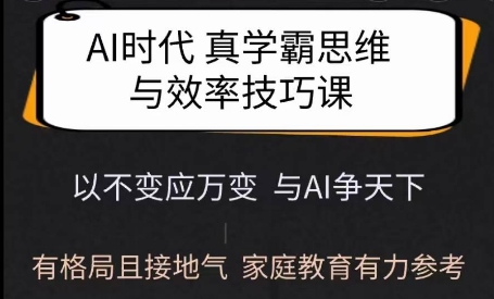 Ai时代真学霸思维与学习方法课，有格局且接地气，家庭教育有力参考-轻创网