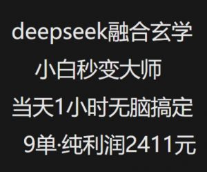 抖音小红书deepseek融合玄学，纯小白秒变大师，当天1小时无脑搞定9单，纯利润上千-轻创网