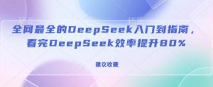 全网最全的DeepSeek入门到指南，看完DeepSeek效率提升80%(建议收藏)-轻创网