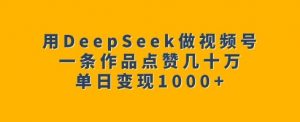 用DeepSeek做视频号，一条作品点赞几十万，单日变现1k-轻创网