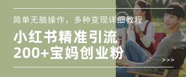小红书混剪日引200+宝妈创业粉，简单无脑操作，多种变现详细教程-轻创网