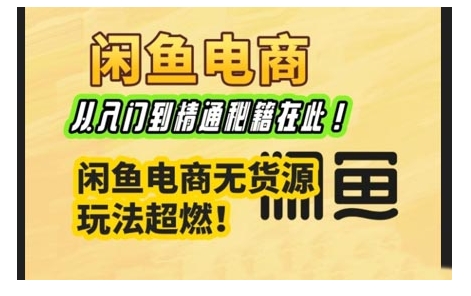 闲鱼电商实战课，从入门到精通秘籍在此，闲鱼电商无货源玩法超燃!-轻创网