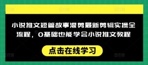 小说推文短篇故事混剪最新剪辑实操全流程，0基础也能学会小说推文教程，肯干多发日入多张-轻创网