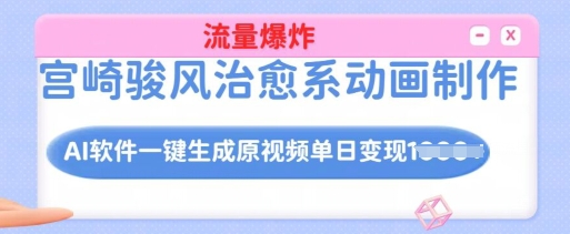 宫崎骏风治愈系动画制作，AI软件一键生成原创视频流量爆炸，单日变现多张，详细实操流程-轻创网