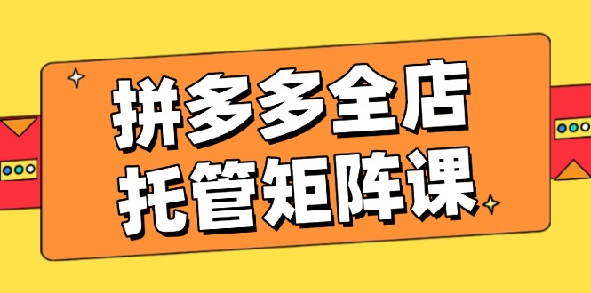 拼多多全店托管矩阵课，盈利动销玩法，高效计划设置，提升店铺效益-轻创网