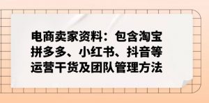 电商卖家资料：包含淘宝、拼多多、小红书、抖音等运营干货及团队管理方法-轻创网