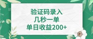 验证码录入，几秒一单，单日收益200+-轻创网