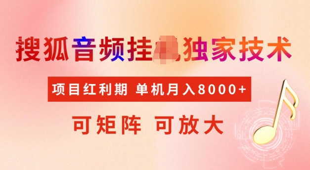 首发搜狐音频挂JI，项目红利期，可矩阵可放大，稳定月入5k【揭秘】-轻创网