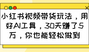 小红书视频带货玩法，用好AI工具，30天赚了5万，你也能轻松做到-轻创网