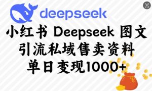小红书Deepseek图文引流私域售卖资料，单日变现多张-轻创网