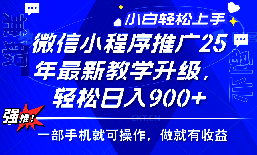 2025年微信小程序推广，最新教学升级，轻松日入900+，小白宝妈轻松上手…-轻创网