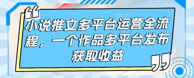 小说推文多平台运营全流程，一个作品多平台发布获取收益-轻创网